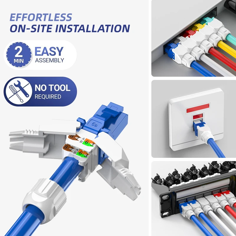Ethernet Network Cat6 Cat6a Utp Rj45 Shielded Modular Lan Ez Connectors Toolless Plug