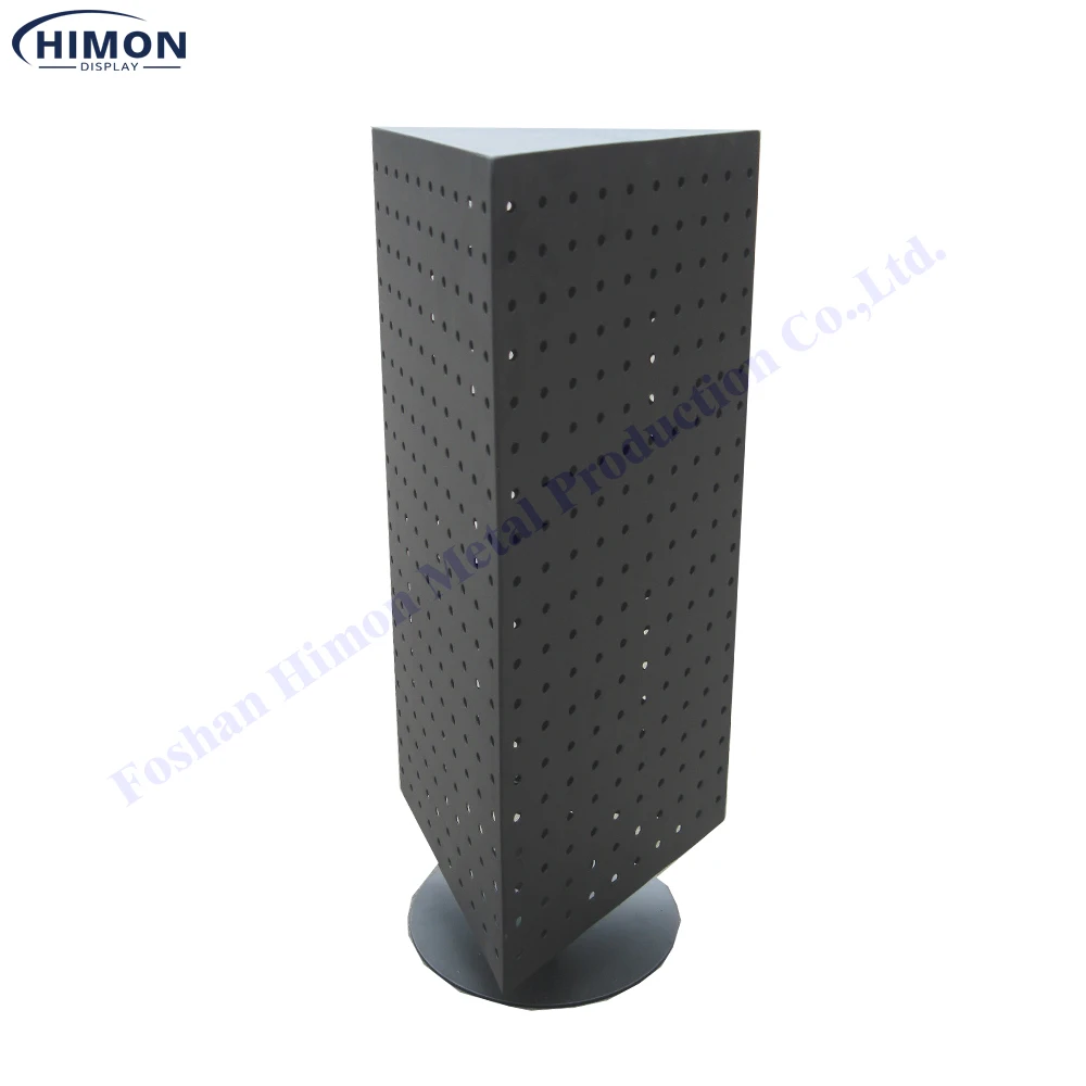 3 Sides Pegboard Small Rotating Spinner Magnet Display Counters for Retail Stores Tabletop Rotary Display Stand
