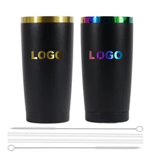 2024 New Arrived 20 oz Gold Plated Rainbow Plated Base Laser Engraveable Powder Coated Black White Stainless Steel Tumbler Cup