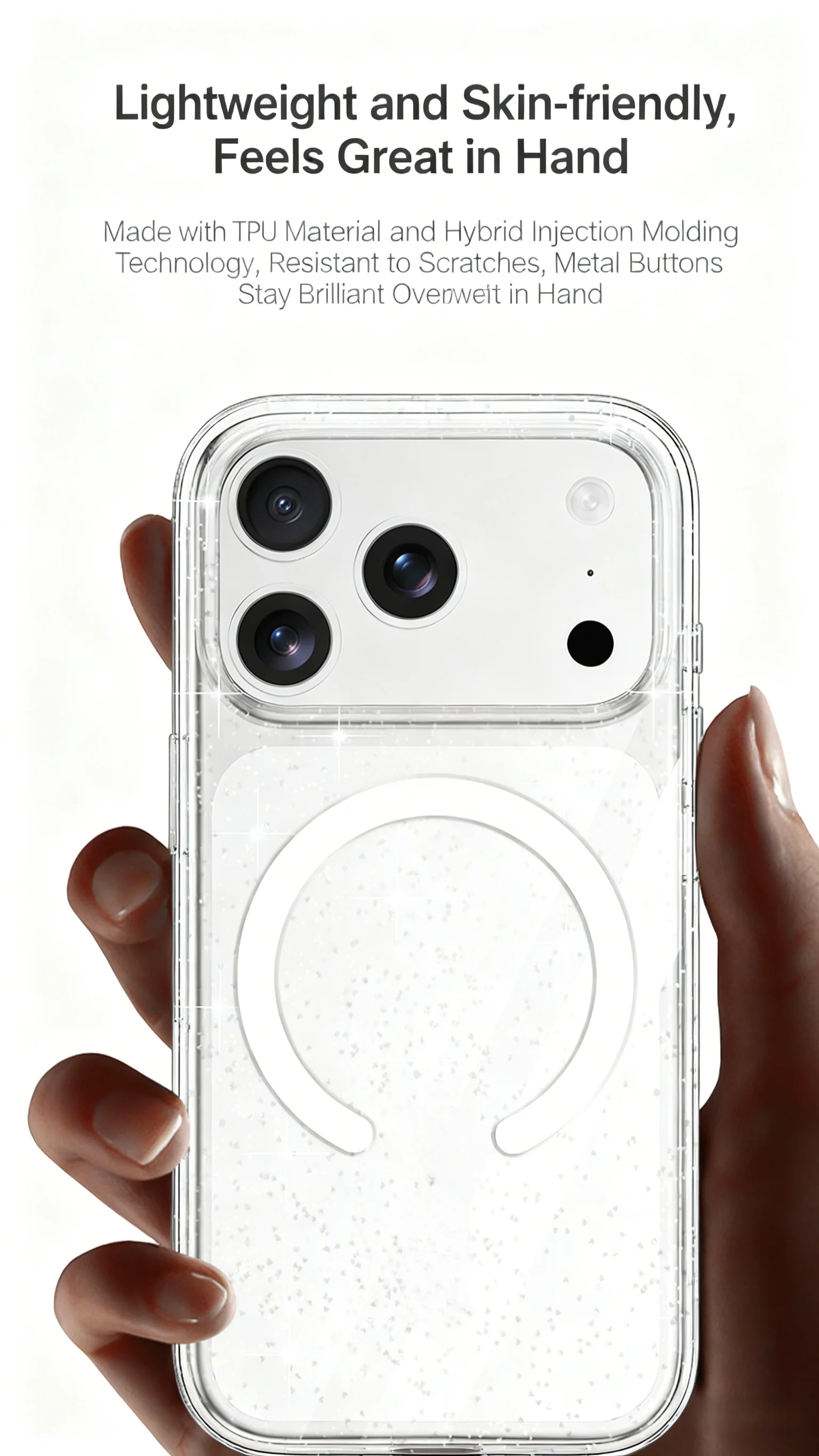 product soft tpupc phone case with anti yellow slim ultra magnetic glitter anti fingerprint texture phone case for iphone 17 pro891-7