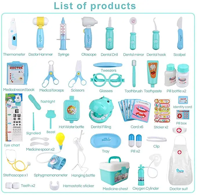 Докторские наборы, 48 шт., Детский комплект медицинских чехлов для переноски, игрушки, набор докторских игрушек для детей