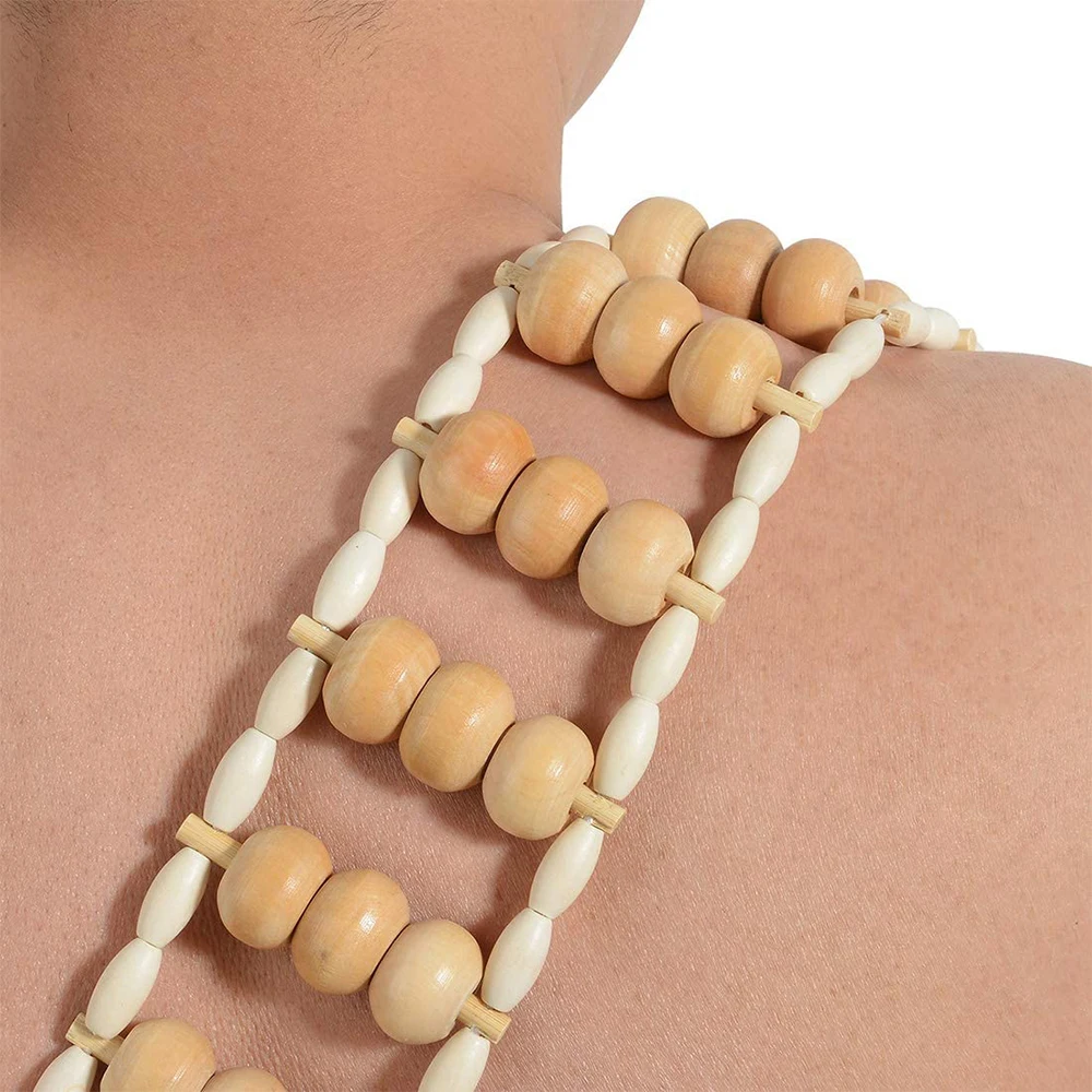 Deep Self Massager Tools for Neck Leg Foot Muscle Pain Relief Wooden Back Massager Roller Rope