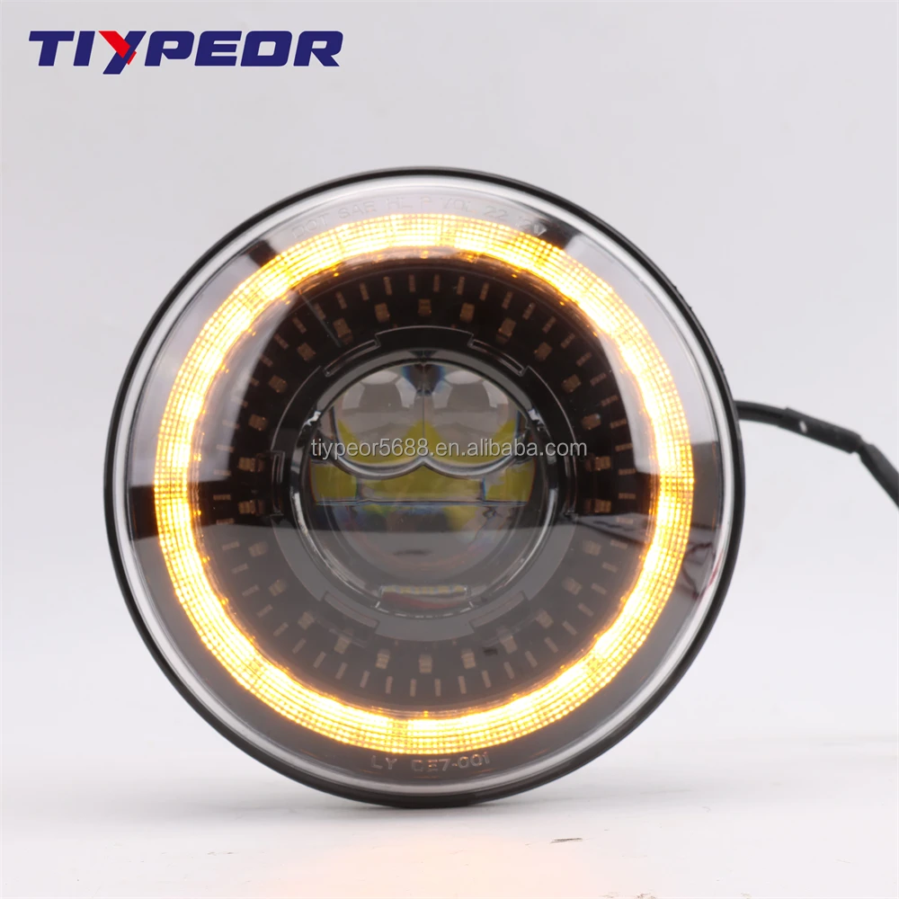 product tiypeor emark high brightness brighten led head light with drl for motorcycle 7 inch headlight high quality with yellow drl-7