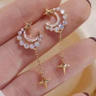 Stud Earring CAOSHI OEM Customized 2022 New Style Korean Trendy Long Drop Dangle Cubic Zircon Ladies Moon Star Women Stud Earring