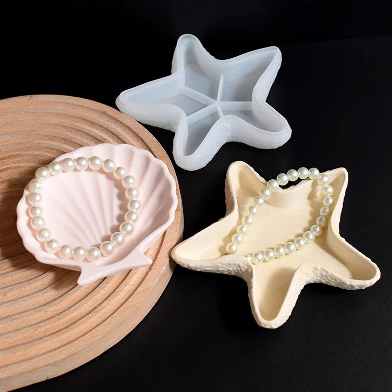 Shell for Starfish Storage Box Mold Conch Candle Cup Gypsum Ornament Shell for Starfish Shaped Dish Non-Stick Silicone Mold supplier