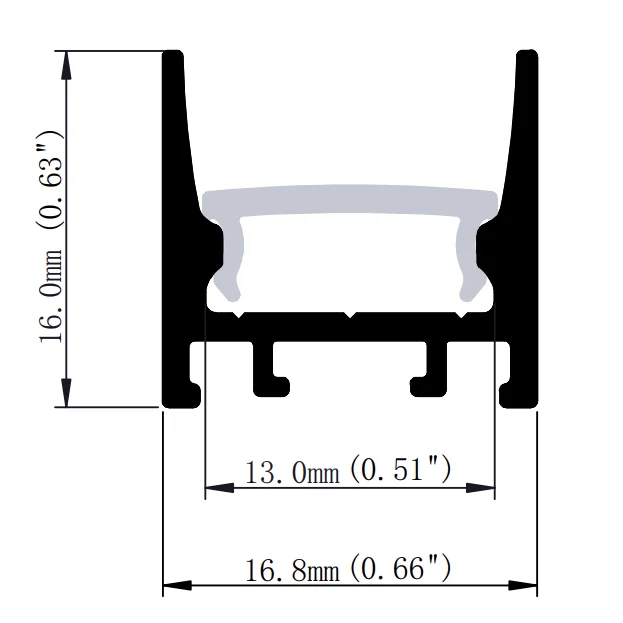 Anti Glare Led Profile Channel for Linear Strip Light PC Diffuser Cover Black Led Aluminum Profile Surface Mounted With Magnet