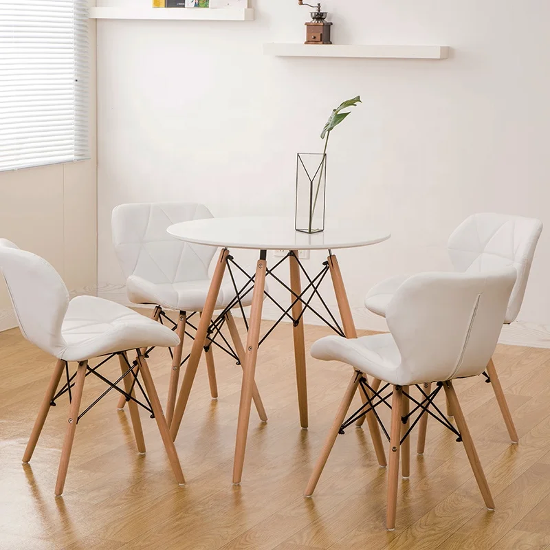 Modern White Table Wood Dinner Round Wood Dining Room Table Cafe ...