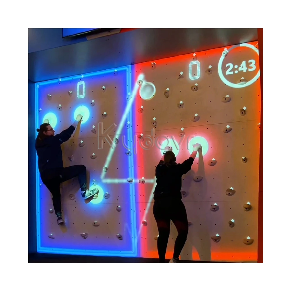 Kydavr Interactive Push Led Light Button Climb Wall Physically Challenge Gaming Room Activate Kids Rope Climbing Games