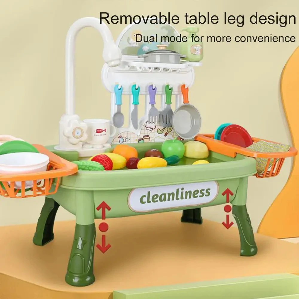 Upgraded Pretend Role Play Kitchen Set Working Faucet Dishes Play Set for Kids Made Plastic for Kids Pretend Play Kitchen Sink