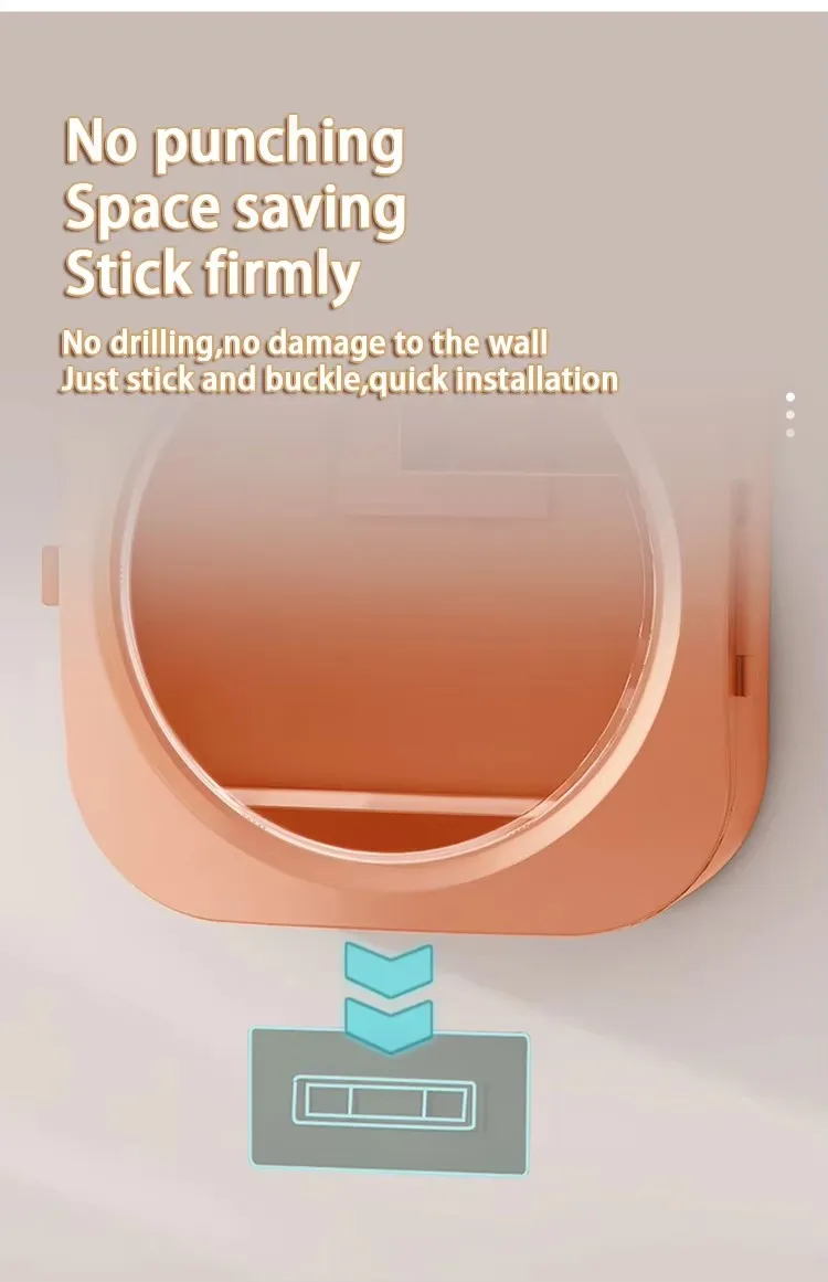 Drill-free Easy Install Bathroom Makeup Holder Waterproof Wall Hanging Cosmetics Organizer Bathing Products Storage Box details