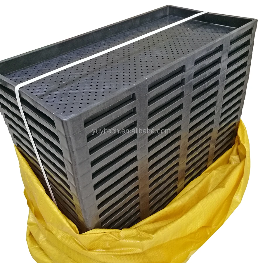 300x600mm Stackable Strong Flat PP Plastic Nursery Paddy Planting 1020 Rice Seedling Tray for Rice Transplanter