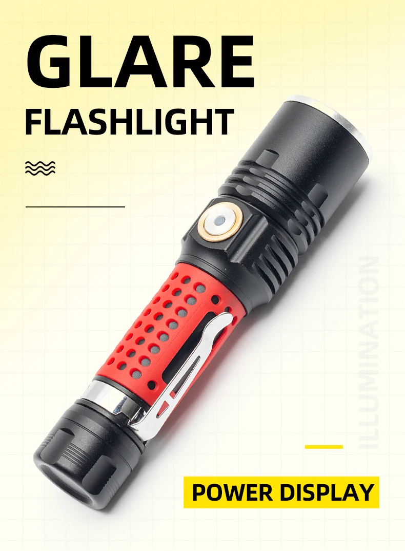 FengYun® Creative alliage daluminium étanche lampe torche USB Charge puissant stylo lumineux Portable penlighting Rouge 