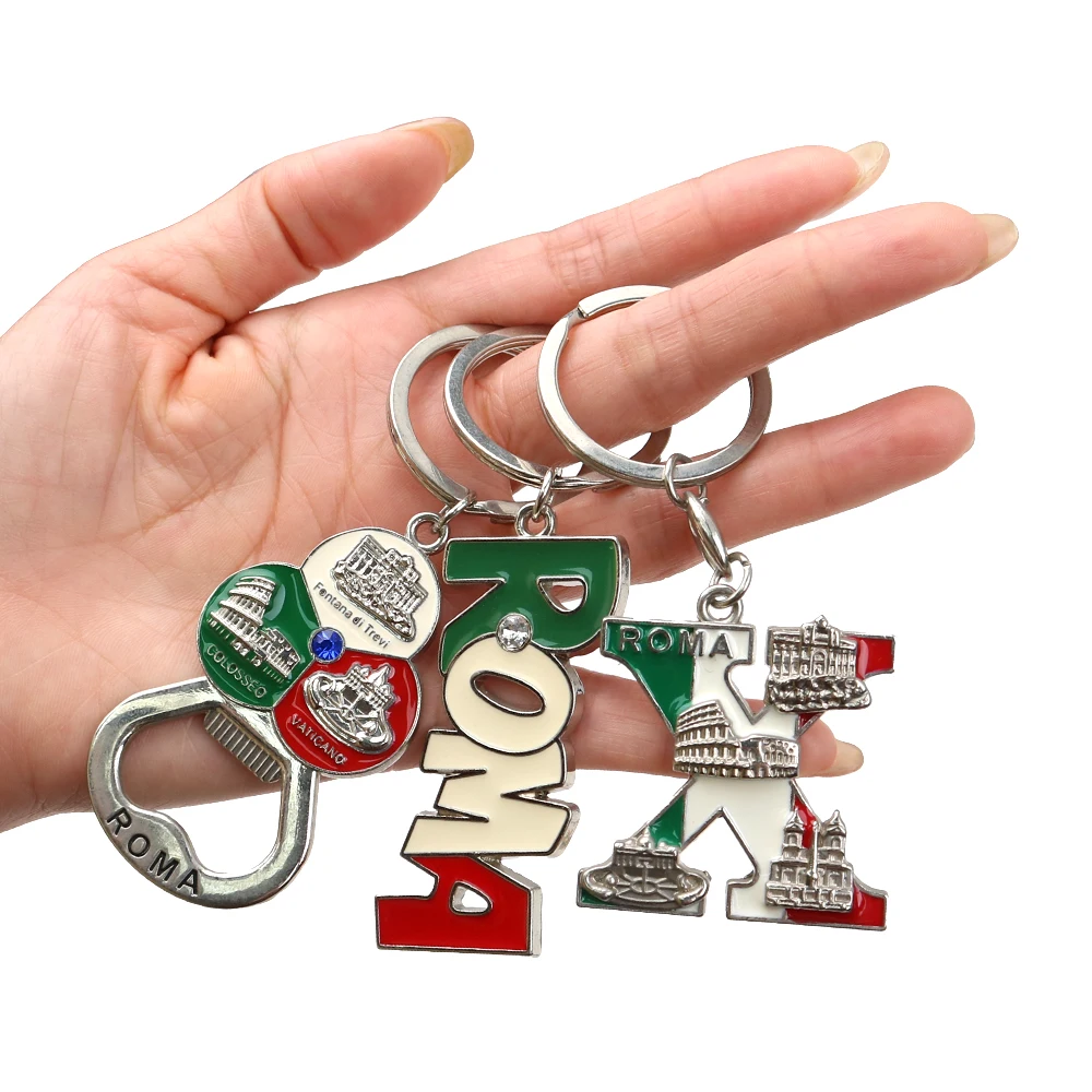 ローマレターRSTUエンボスキーホルダーイタリア有名な建物