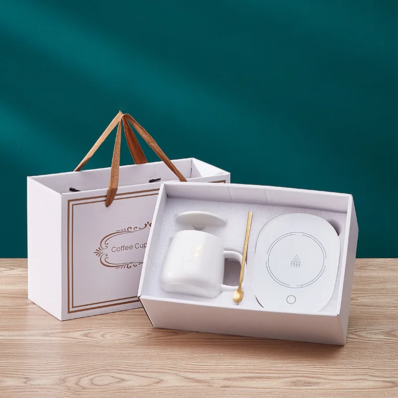 Современная роскошная горячая Распродажа подарочный набор чашка с подогревом 55 градусов керамическая кружка для кофе и молока