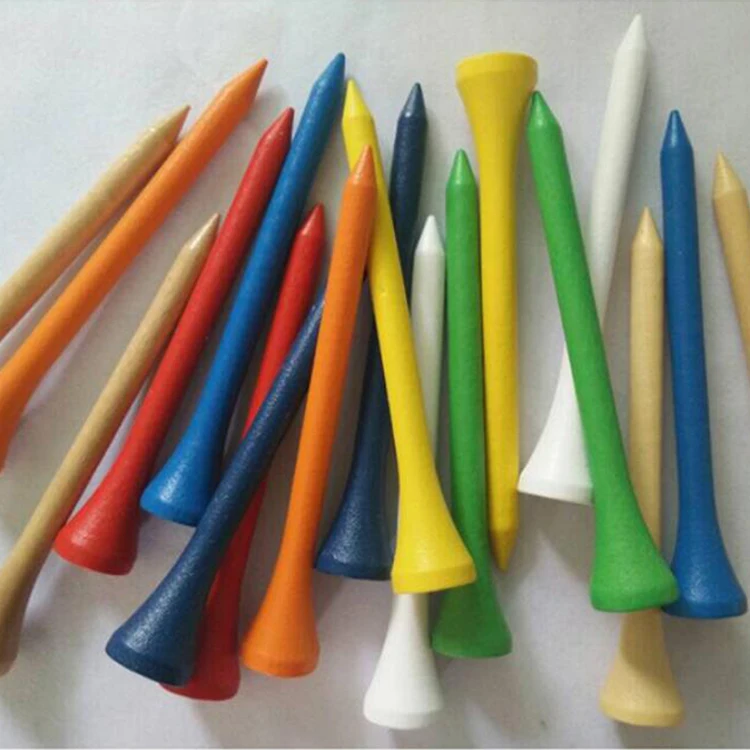7cm White Wooden Golf Tees 2 Colors Custom logo Stripes Printing Wood Golf Tees supplier