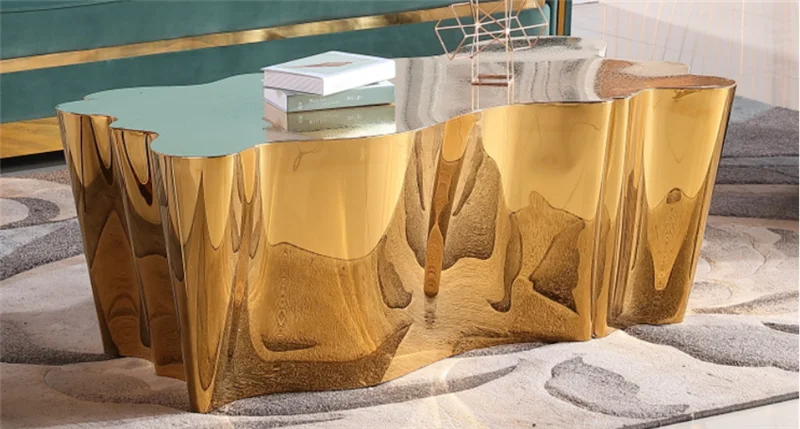 Modern Tree Trunk Shaped Annual Ring  Stainless Steel Living Room Coffee Table