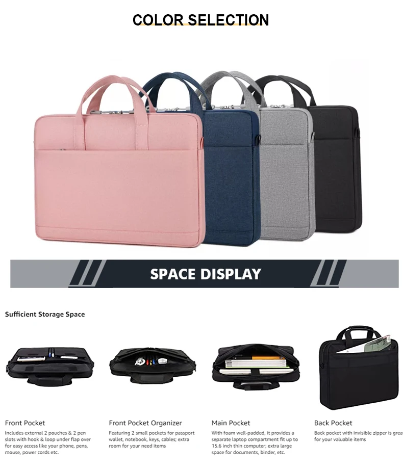 2023 New Business Men Briefcase Custom Logo Waterproof Polyester Laptop