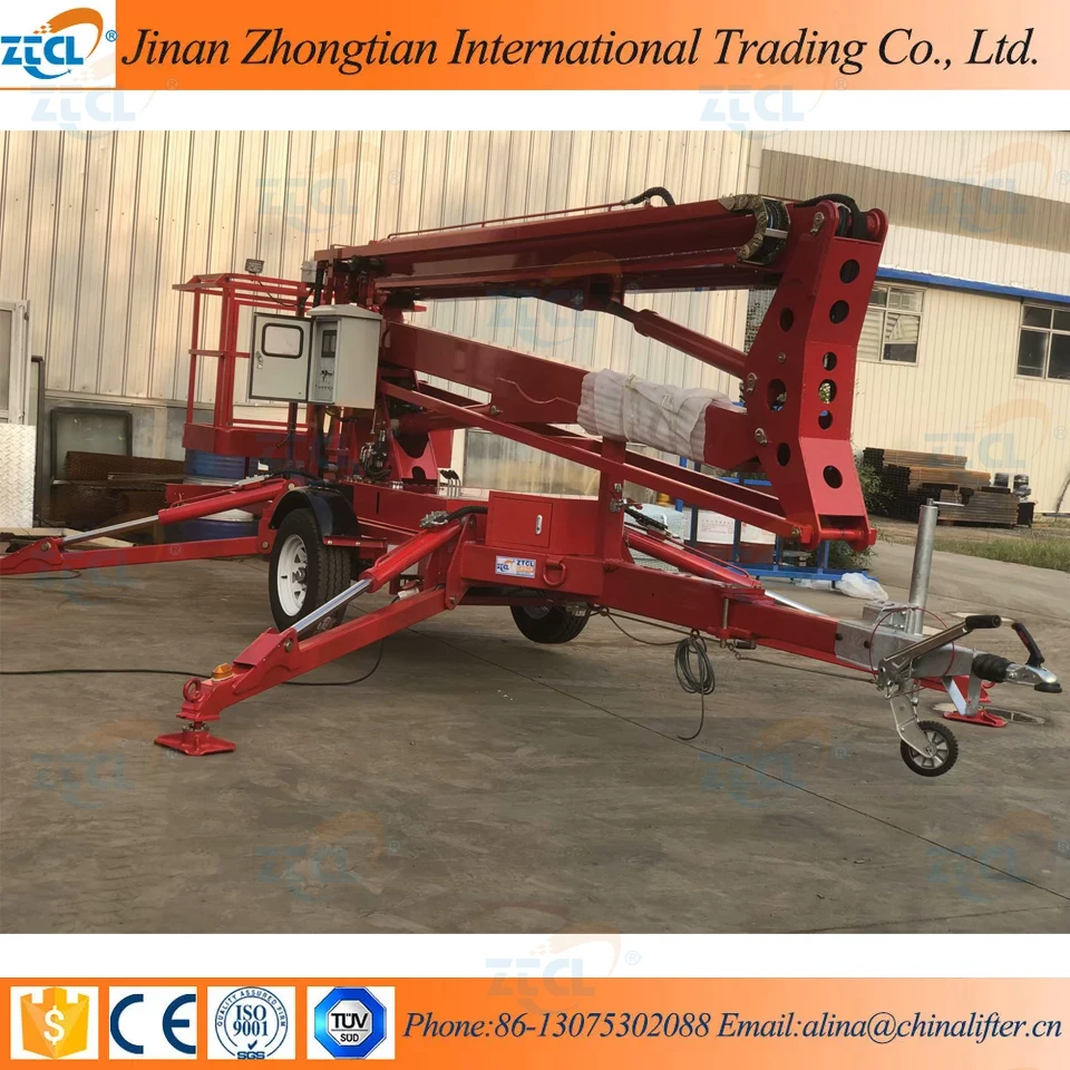 Tree Trimming Lift 360 Spin Towable Telescopic Arm Articulated Boom Lift Diesel Power Trailer Small Articulated Boom Lifts