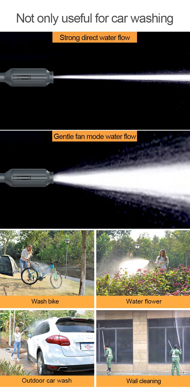 Portable Electric Battery High Pressure Cordless Power Washer Machine Surface Cleaning Washer Gun for Home supplier