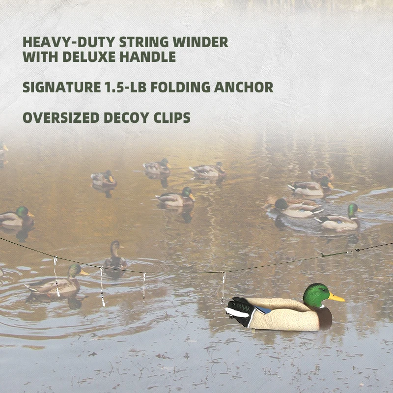 Duck Decoy Hunting Waterfowl Swimmer Chaser Jerk Rig Cord Decoy Kit