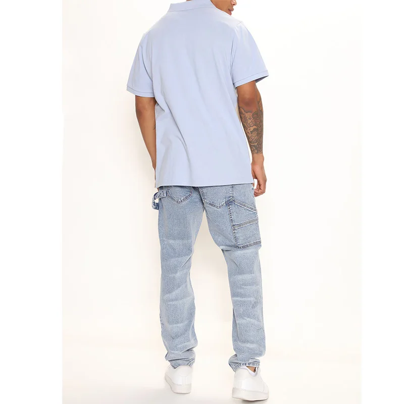 New Arrivals Fashion Denim Pants Men 98% Cotton Carpenter Loose Taper Jeans Custom Logo Straight Leg Solid Men's Jeans Trousers gallery 6