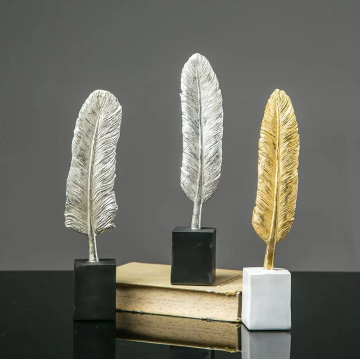 Retro Style Resin Feather Lattice Art Creative Handicrafts Furnishings Resin Craft