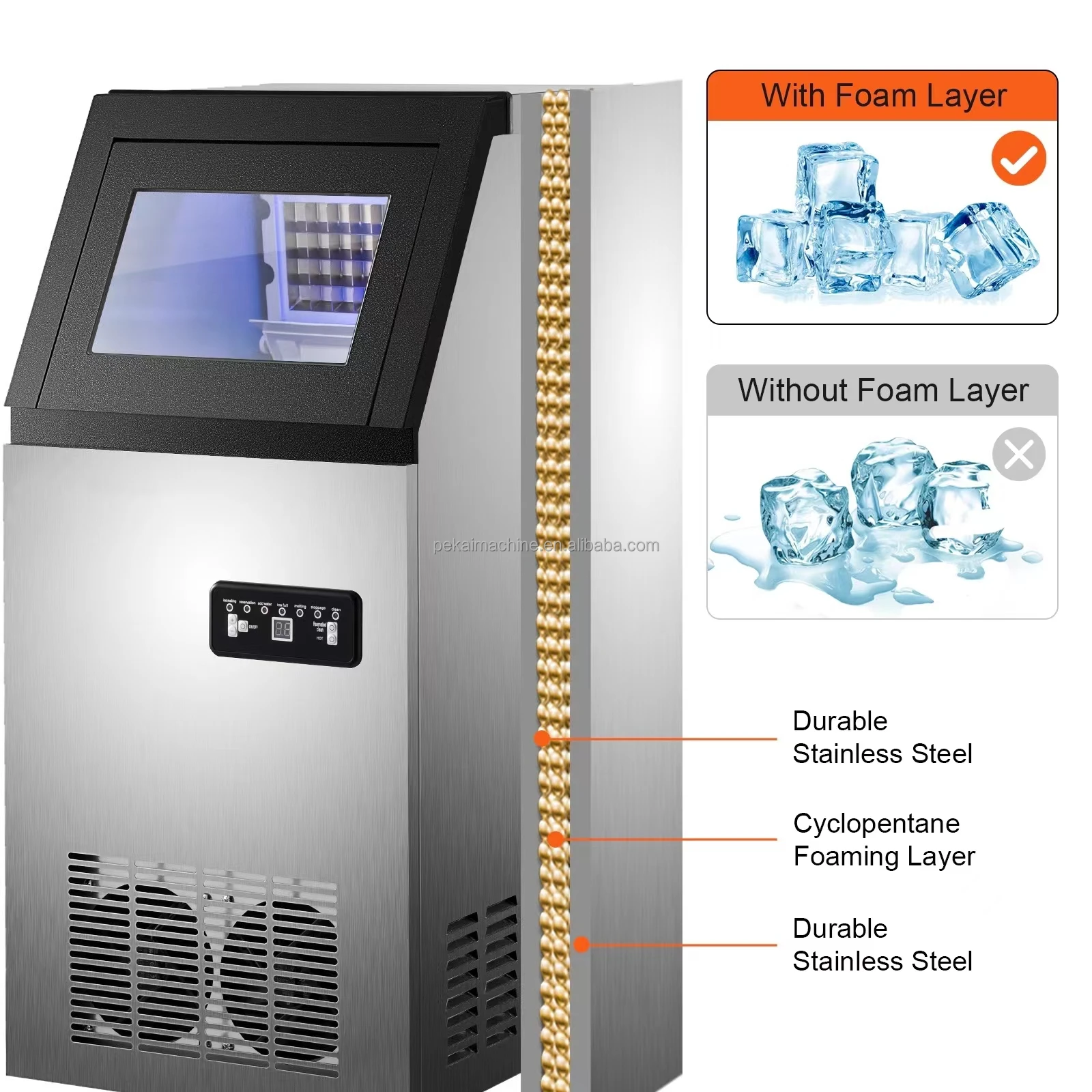 High Efficiency Commercial Ice Cubes Maker Making Machine 60kg/24hour