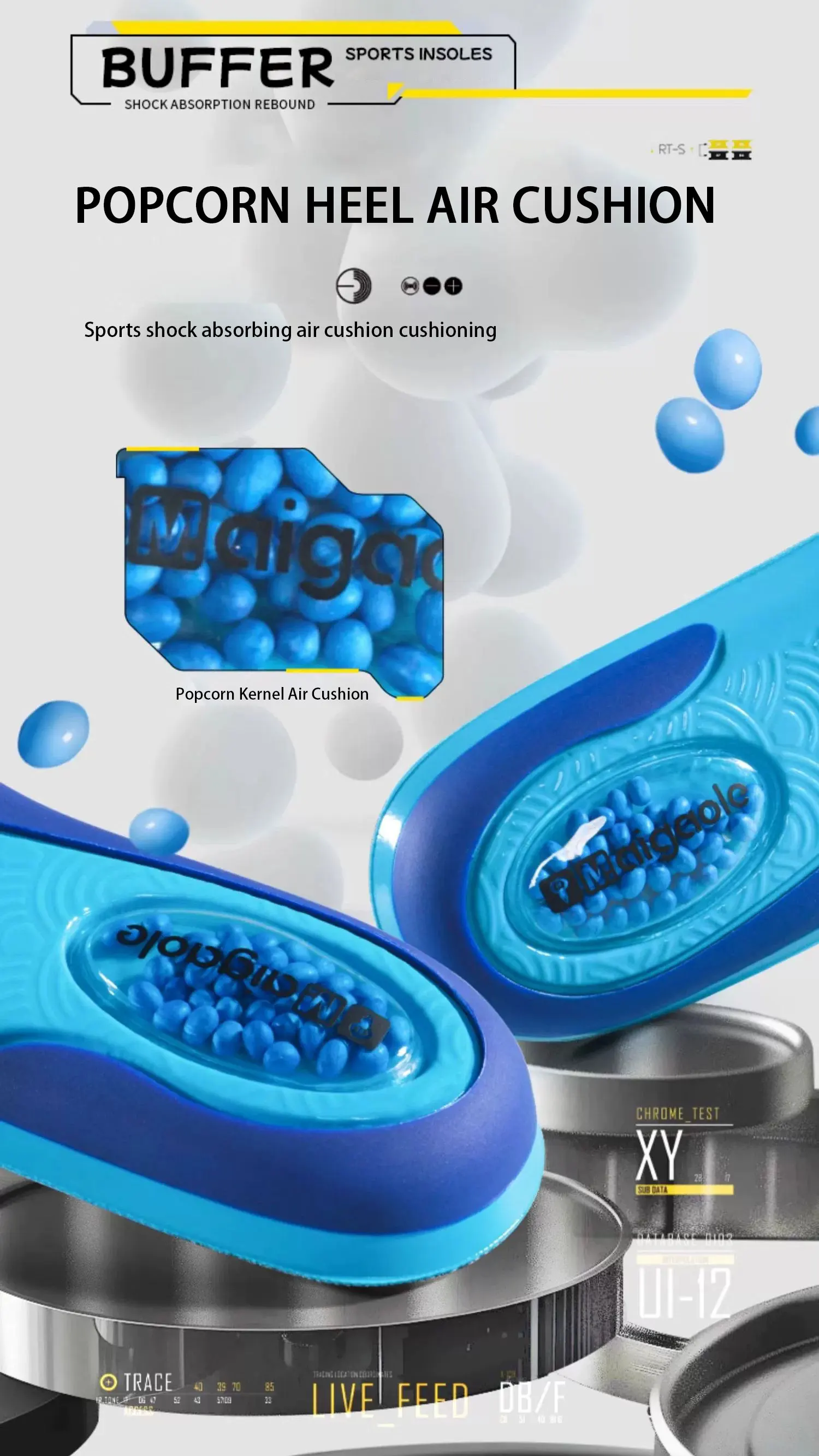 Air Cushion Heel Shock-Absorbing Sports Insoles with Arch Support