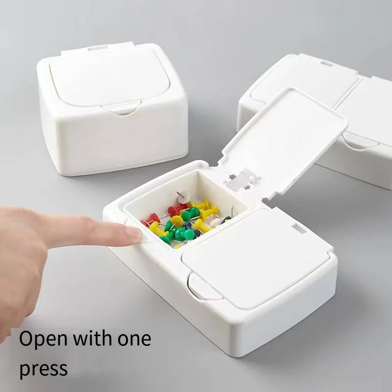 Desktop mini plastic storage box with cover pop-up cotton swabs with labels Cosmetic cotton dustproof clutter organizer