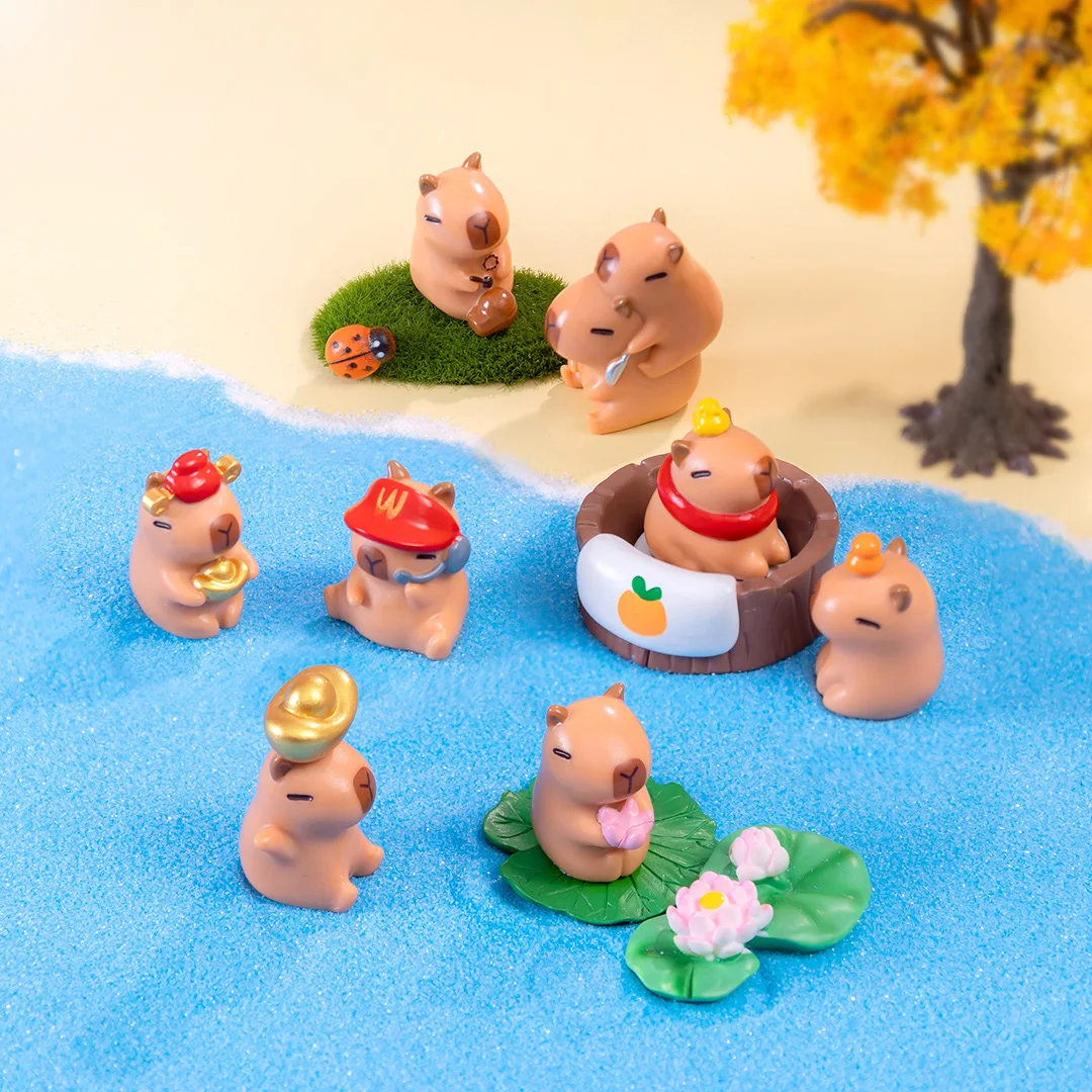 37Pcs Mini Capybara Figures Playset - With Mini Fences, Vegetables, Bridge For Fairy Garden & Diorama Decor - View #9