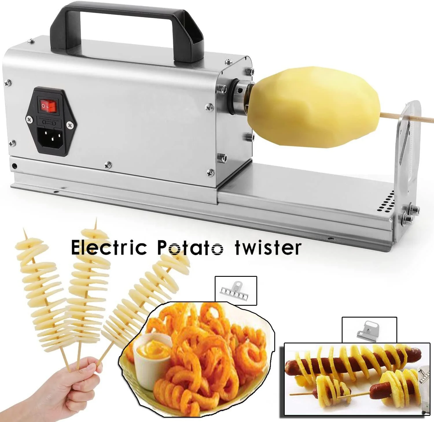 Electric and Manual Sweet Potato Slicer/Twist Potato Machine/Potato Chips Cutter Spiral Potato Cutter Slicer With Counter