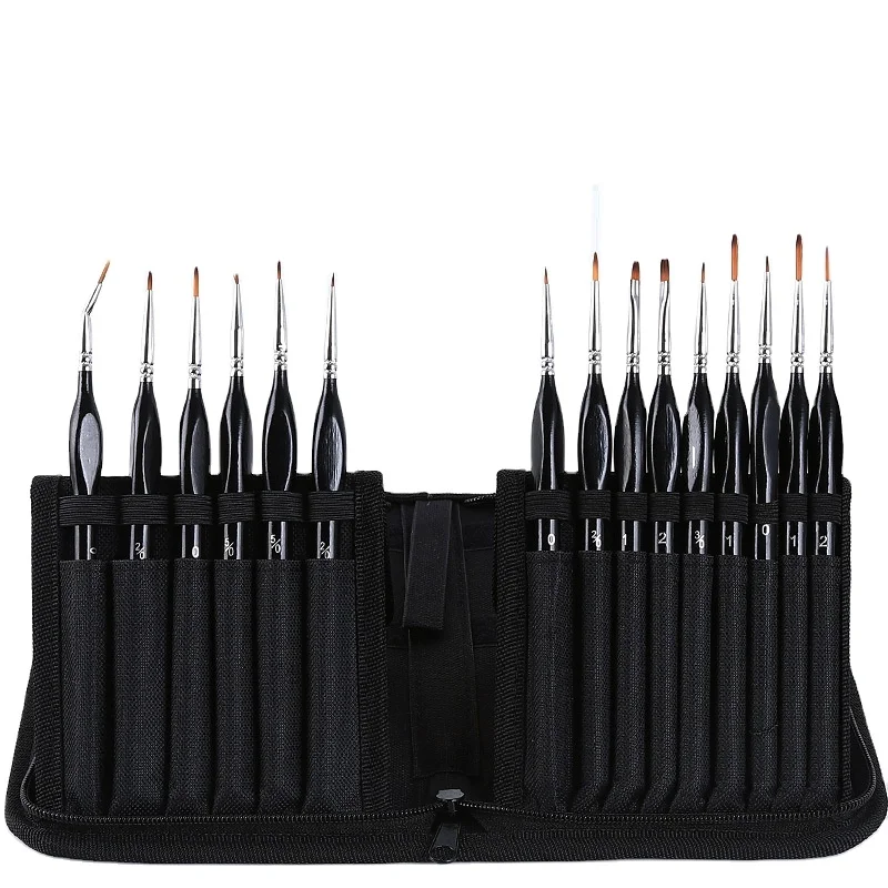 Manufacture Professional 15pcs art paint brushes for artist with carry case