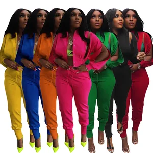 Hot sale Autumn and Winter Women's Sports Suit Zipper Jacket Personalized Two-piece Set