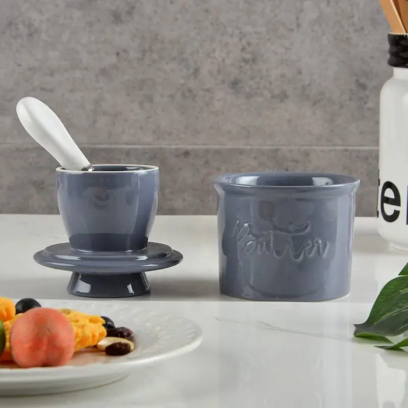 Custom Ceramic Butter Keeper Tile Butter Cheese Bell Shaped Ceramic Butter Plate with Lid