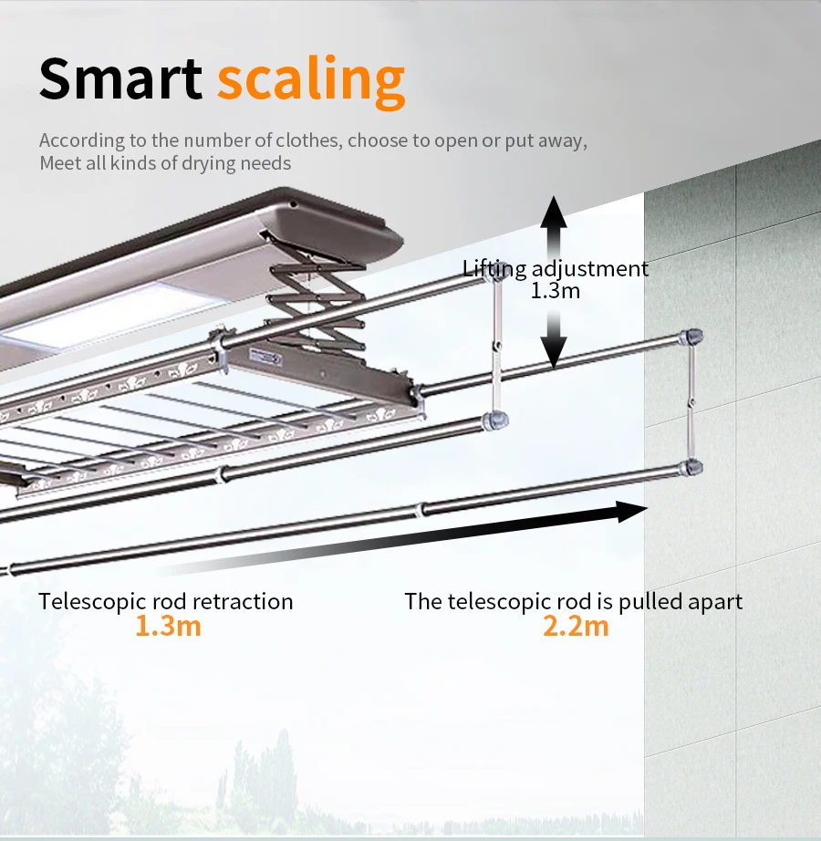 Modern Home Remote Control Electric Clothes Drying Rack Smart Wall Ceiling Lifting Automatic Retractable Aluminum Pull Hanger