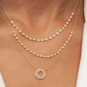 Wholesale Solid Gold Diamond-Cut 16 Inch Link Necklace for Women Trendy Yellow Gold Jewelry Featuring White Gold