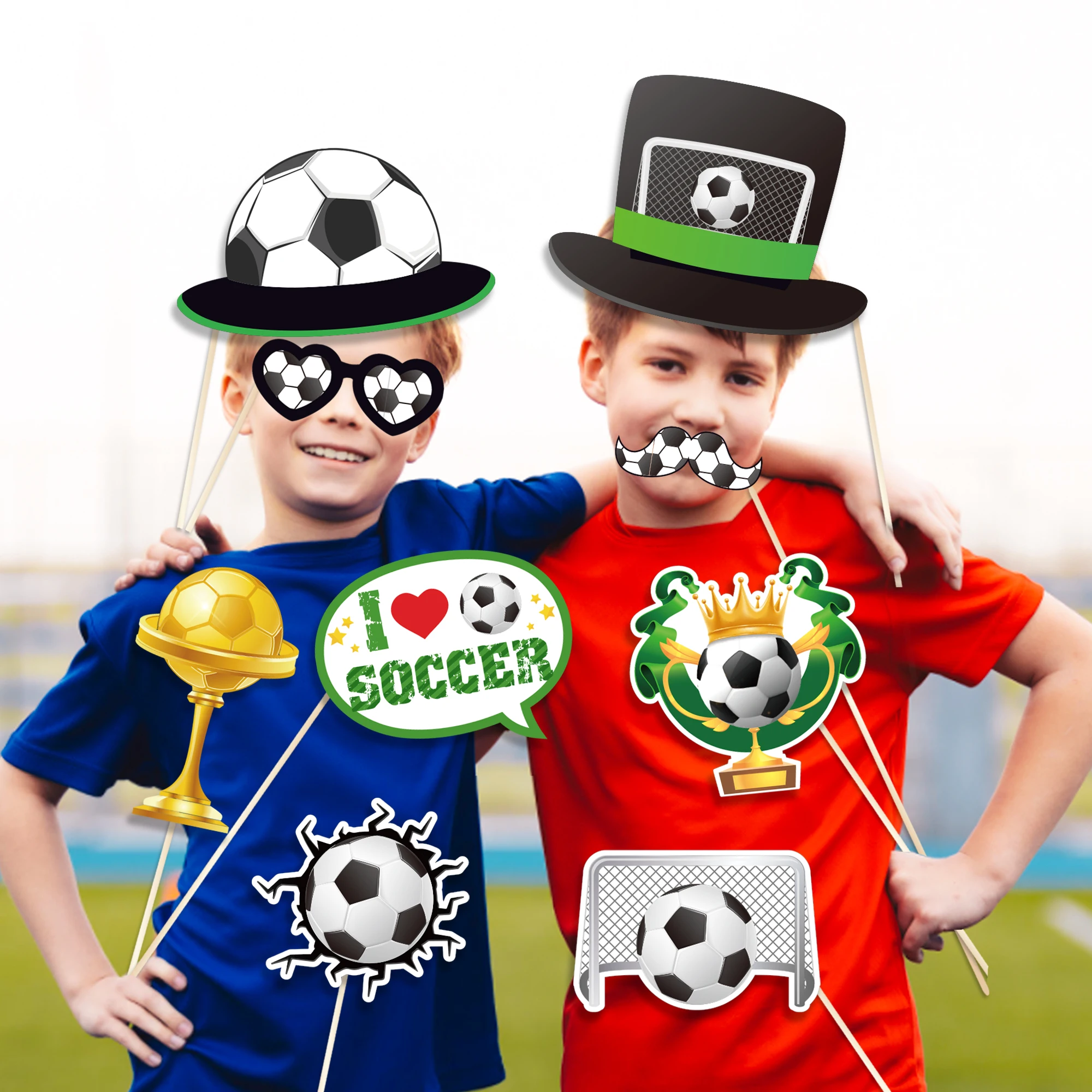 Foto Booth Requisiten Fußball – 26-teiliges Set Mit Rahmen & Accessoires Für WM/EM-Partys