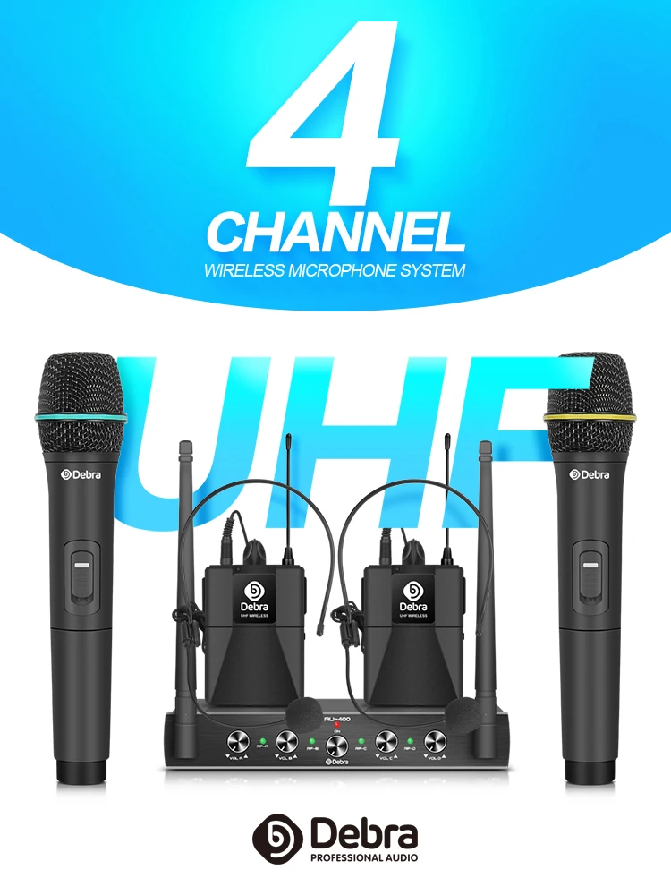 Wholesale Debra Audio AU400 UHF Pro 4channel bodypack Lavalier