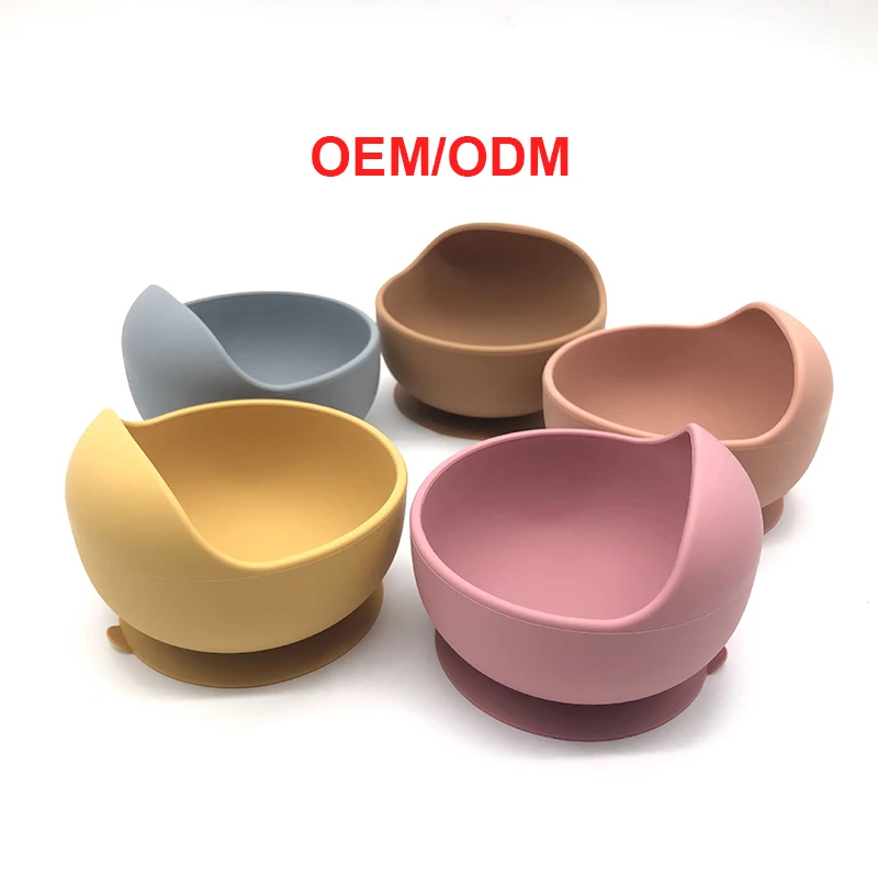 Custom Label Eco-friendly Food Grade Silicone Bowl Baby Feeding Suction Bowl Spoon Set Kid Dining Bowl