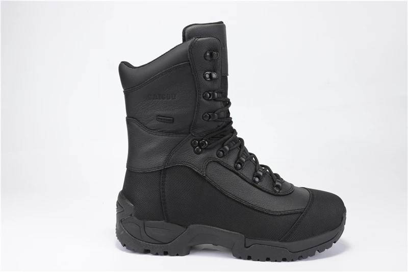 black leather hunting boots