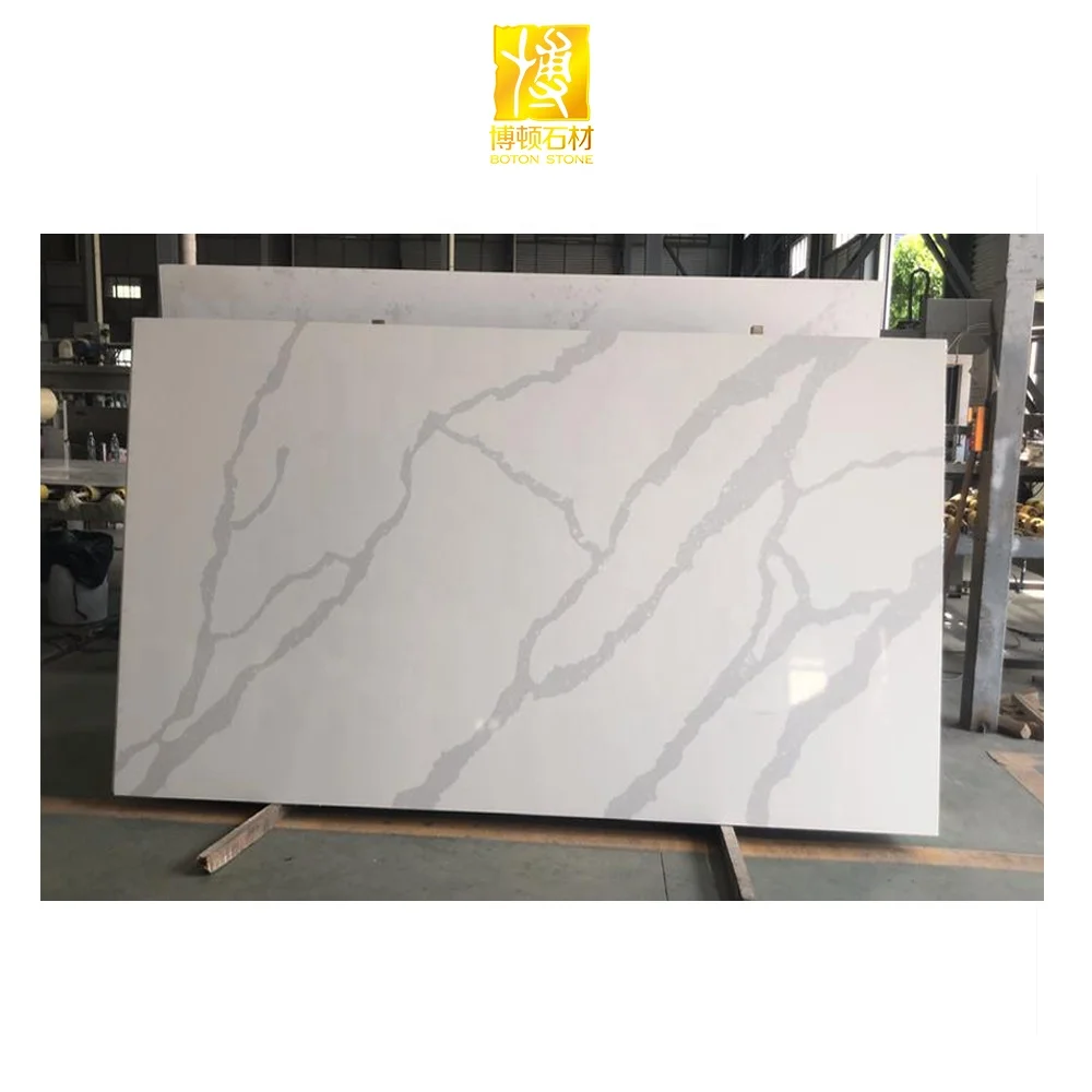 BOTON STONE Calacatta Quartz Modern Snow White Quartz Countertop Quartz  Slab Countertops for Kitchens