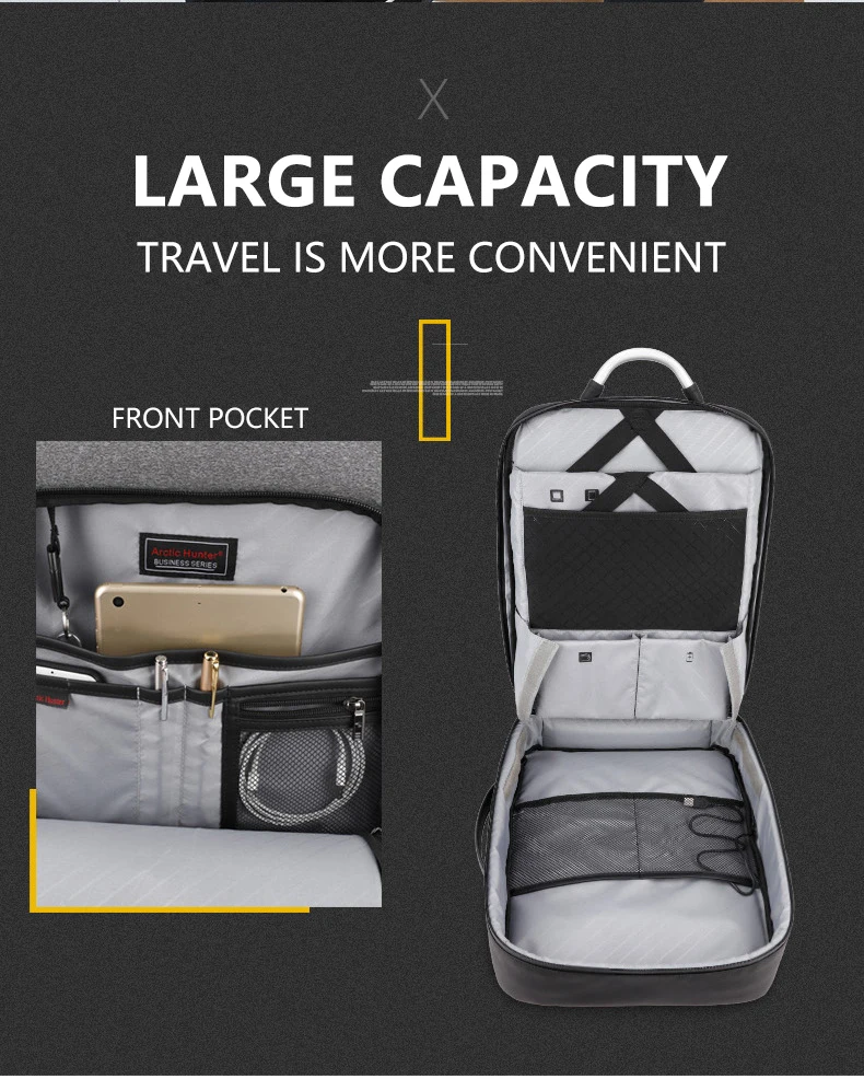 Arctic Hunter Extra Large Capacity Men Travel Waterproof Daypack Business Laptop Anti Theft Expandable Usb Charge Backpack