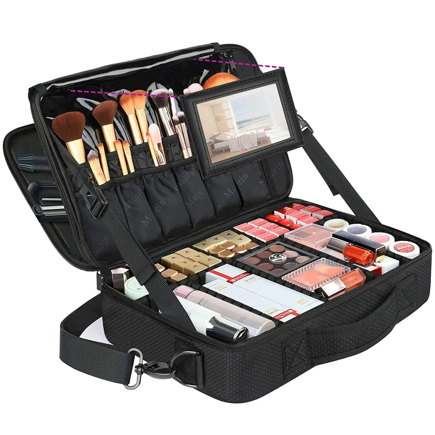 Makeup Bag Travel Organizer, Large Leather Cosmetic Organizer