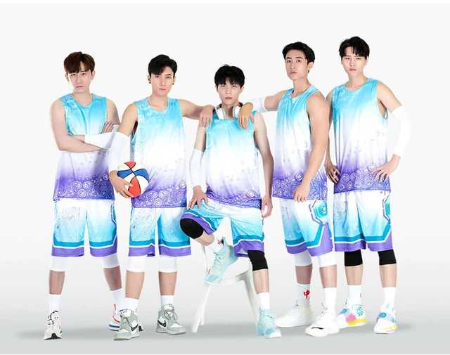 RTS Men's Youth Basketball Uniforms Sublimation Print Name and Number Logo on Polyester Jersey T-shirt Sportswear Sets