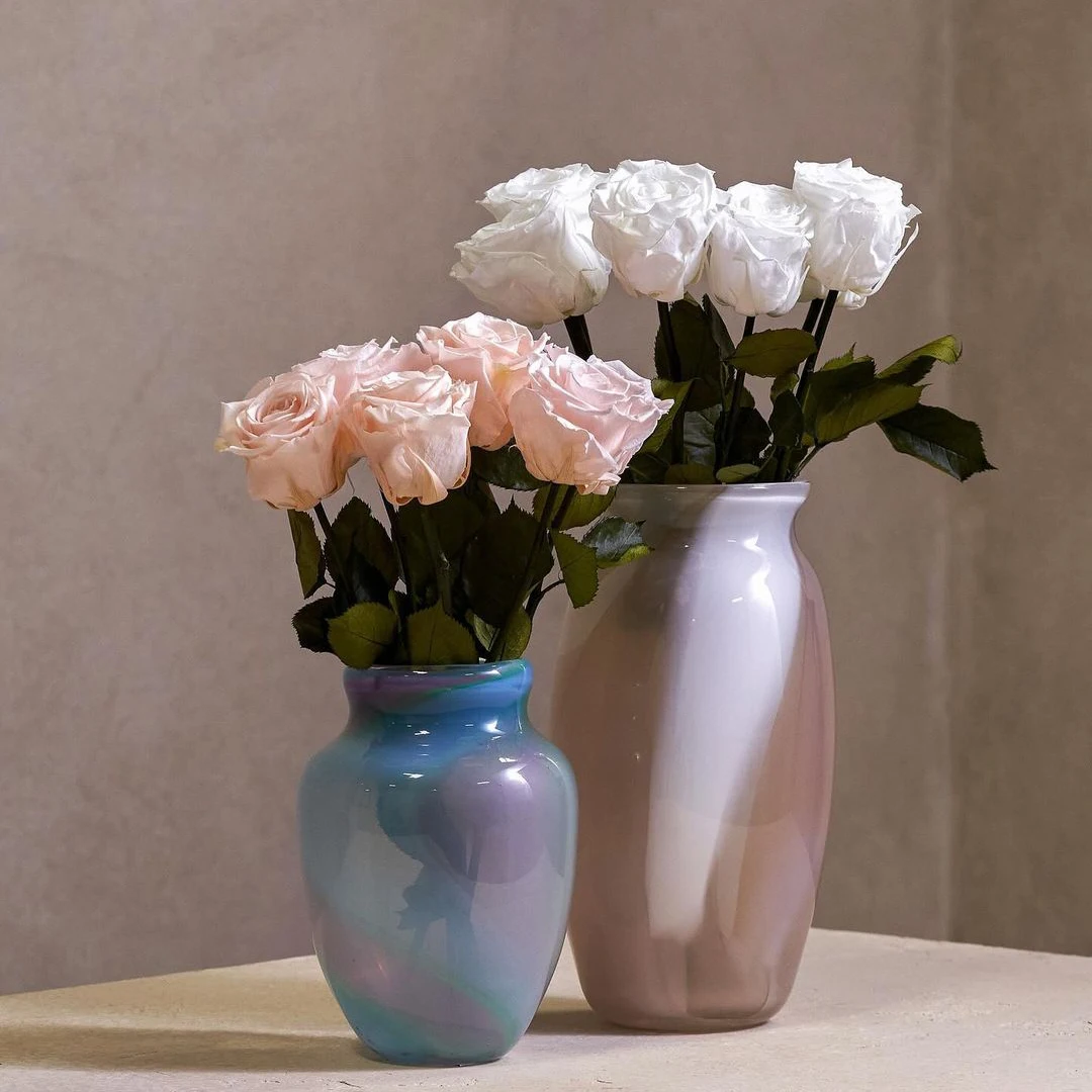2024 Most Popular Eternal Flower in Ceramic Vase for Home Table Decoration venus Forever Fleur Preserved Rose With Long Stem Box