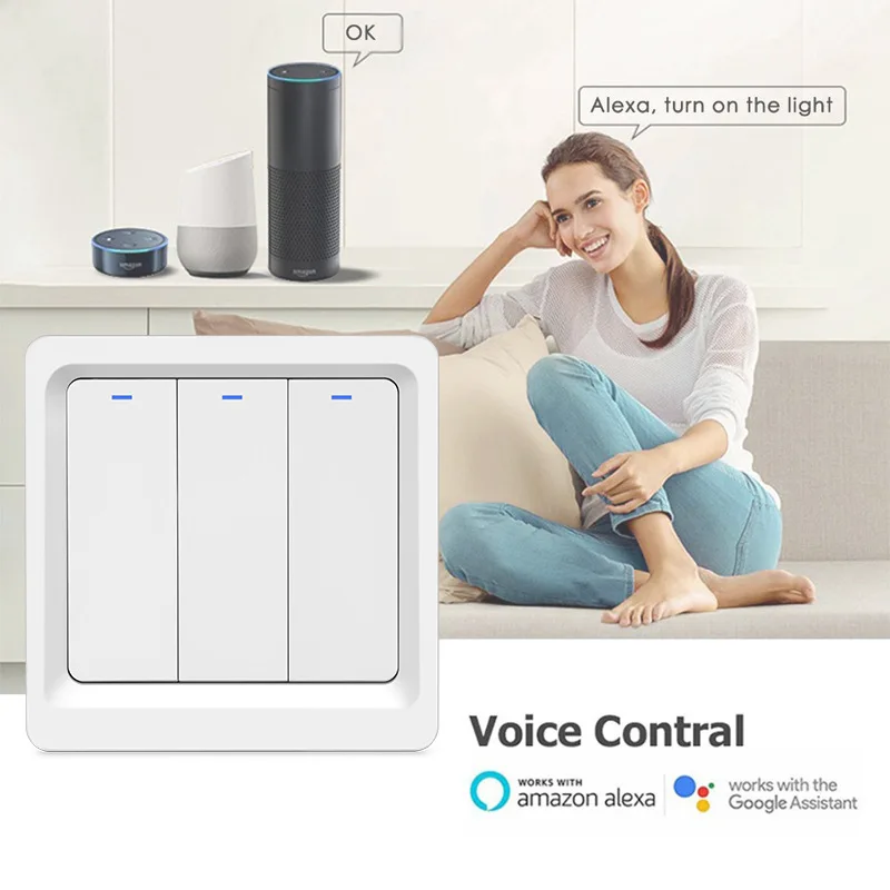 Смарт-переключатель настенный Wi-Fi управление через