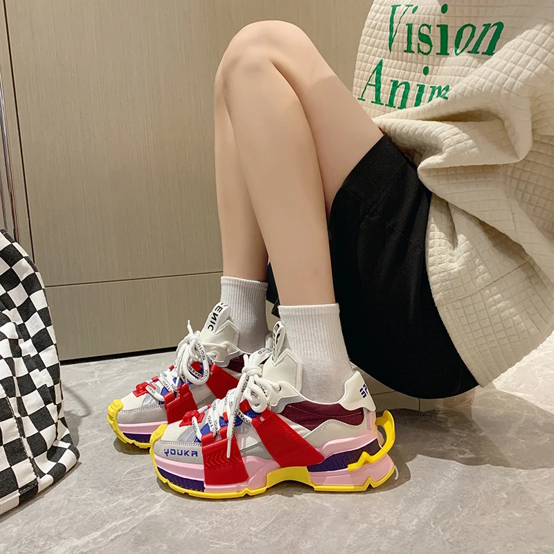 Fashion Trend Colorful Women Casual Platform Sneaker Shoes For Women ...