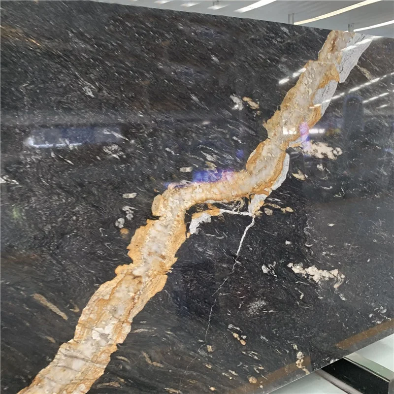 product prometheus golden black marble stone for interior decorationblack marble with golden veins tile-5