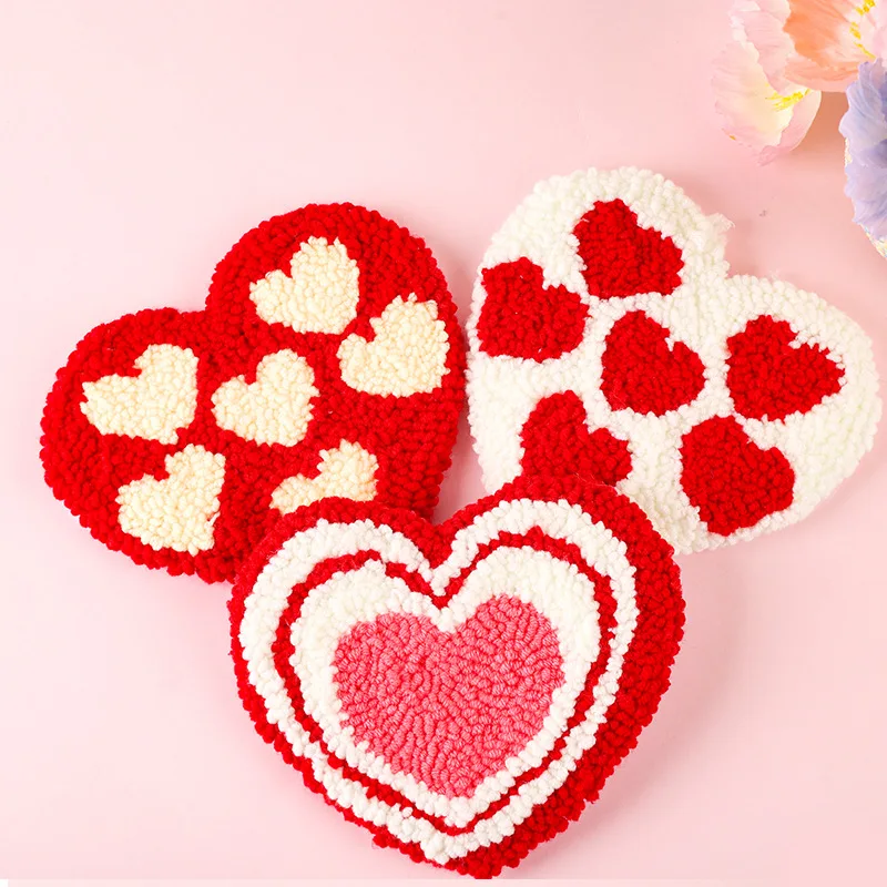 Valentines Day Cute Rugs Flower Mug Rug Tufted Drink Coasters Punch