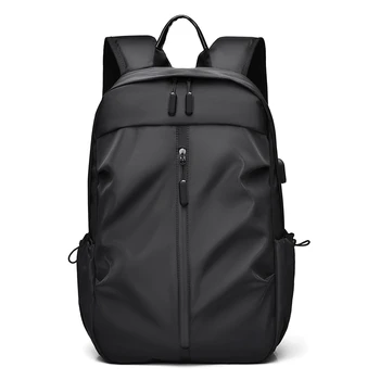Men's Waterproof Zipper Casual Sports Backpack with USB Charging Port Computer Backpack